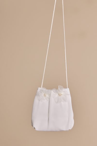 Tasche aus Chiffon mit Tüllblüten und Perlen